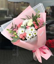Букет цветов из:  Розы, Лизиантусы и Хризантемы в Спасске-Рязанском